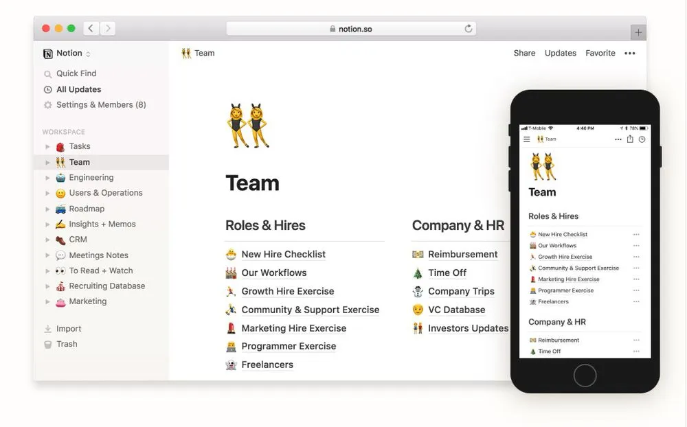 Приложение планировщик задач Notion