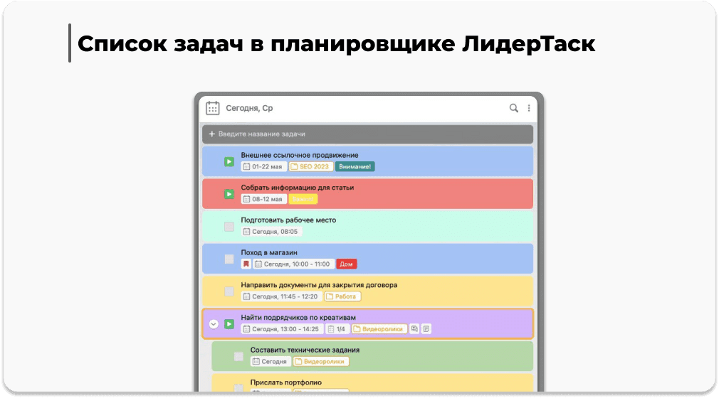Список задач ЛидерТаск