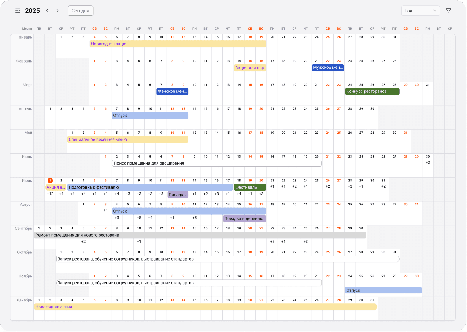 Календарь - Год