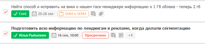 Исполнители в списке задач в ЛидерТаск